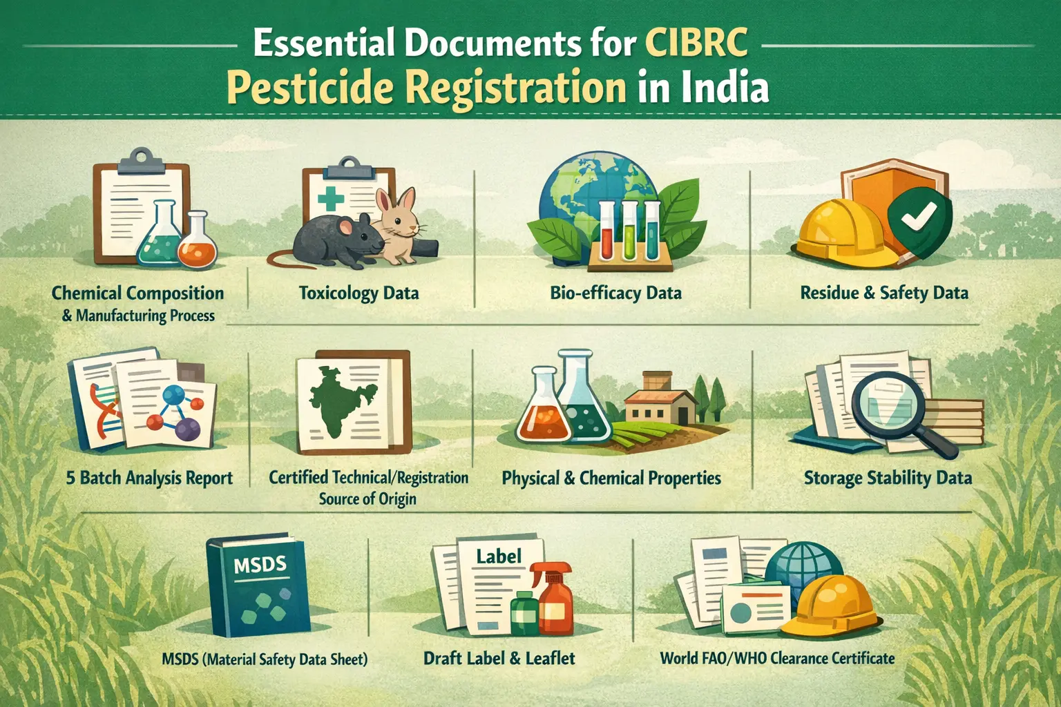 Essential documents for pesticide registration